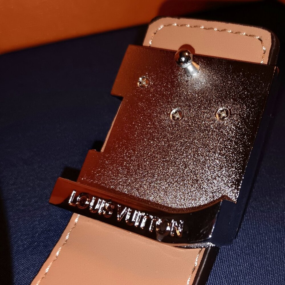 Louis Vuitton (GOLD) (BLACK) (SILVER) 33-35 Size Monogram Leather Belt & BOX - Picture 8 of 12